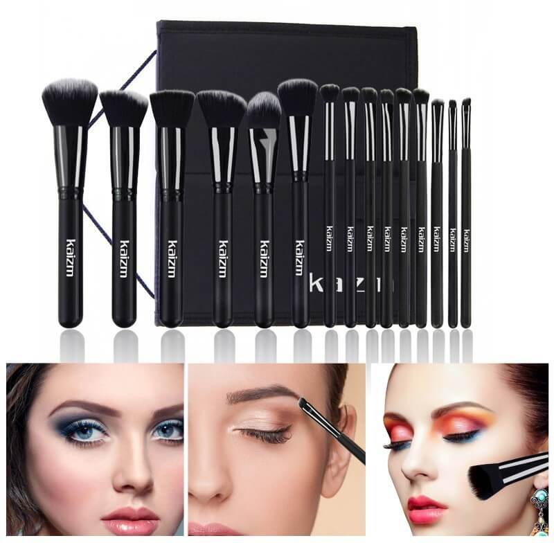 15 Piece High-Quality Makeup Brush Set | Black Full Set Makeup Brushes