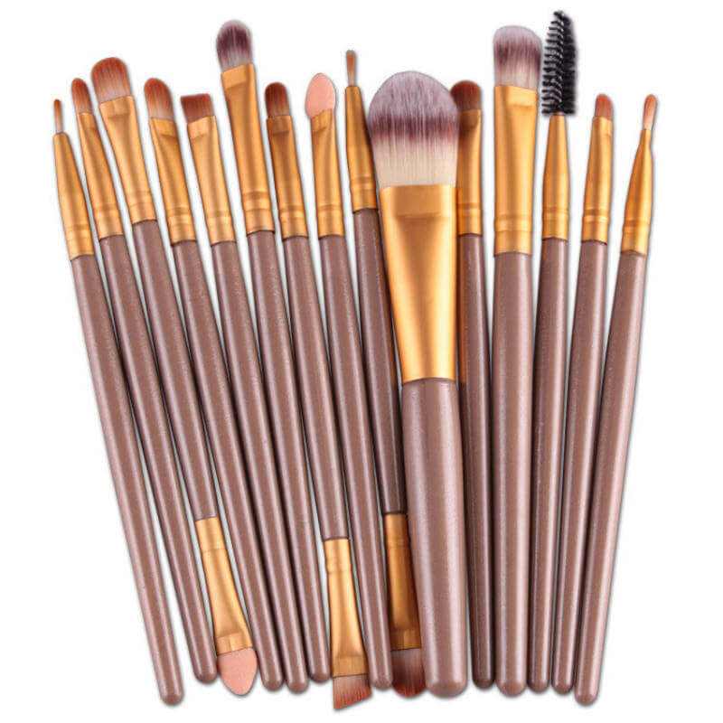 15 Packs Of Champagne Makeup Brushes | Best Makeup Brushes For Beginners