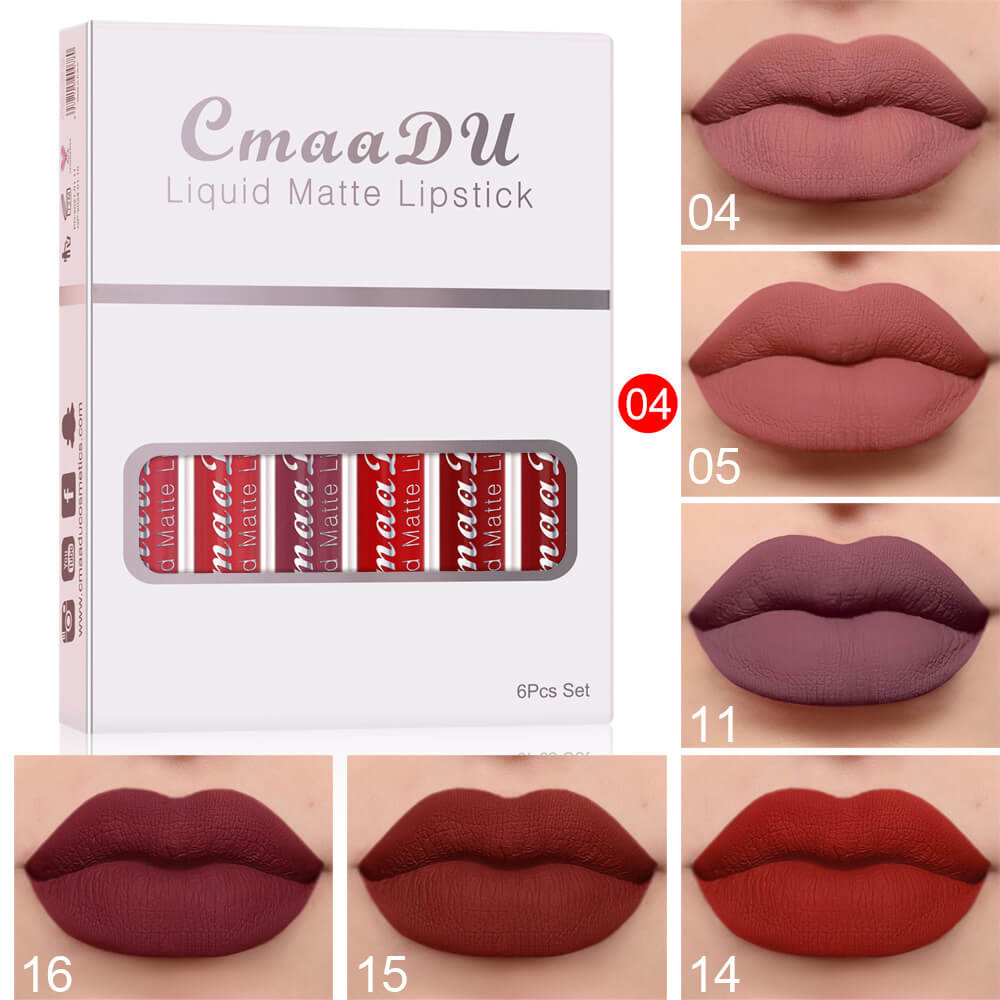 6 Boxes Matte Waterproof Lipstick Set Long-lasting Lip Gloss