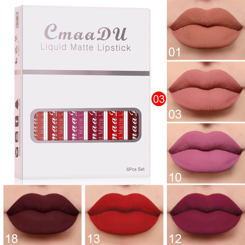 6 Boxes Matte Waterproof Lipstick Set Long-lasting Lip Gloss