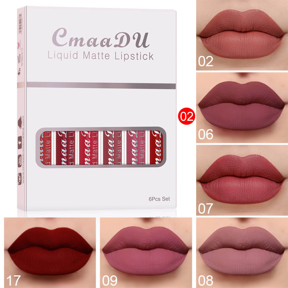 6 Boxes Matte Waterproof Lipstick Set Long-lasting Lip Gloss