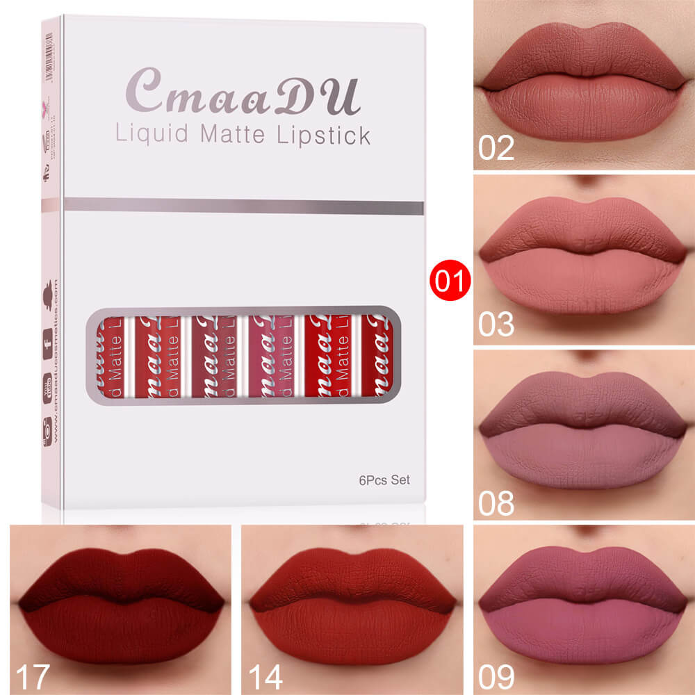 6 Boxes Matte Waterproof Lipstick Set Long-lasting Lip Gloss