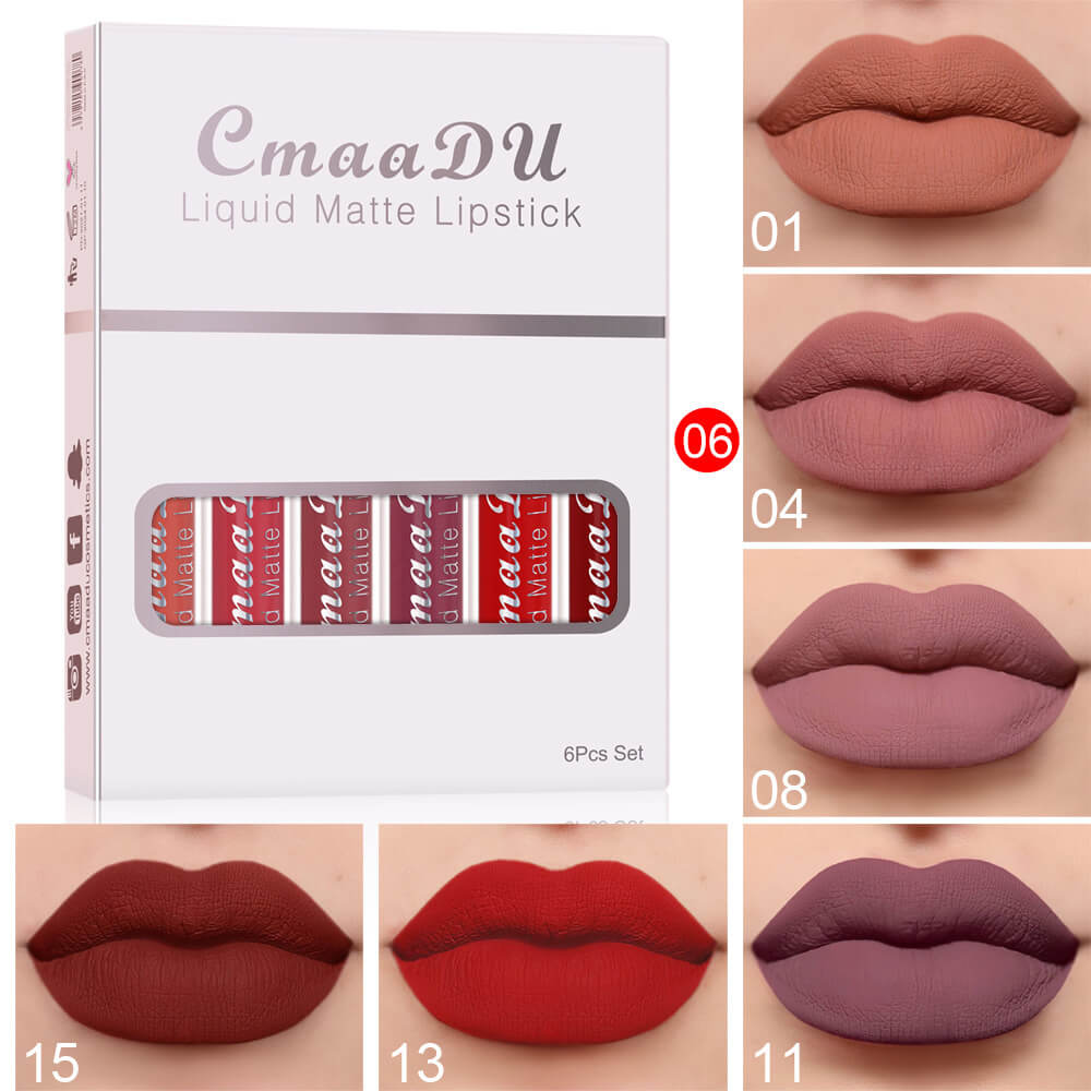 6 Boxes Matte Waterproof Lipstick Set Long-lasting Lip Gloss