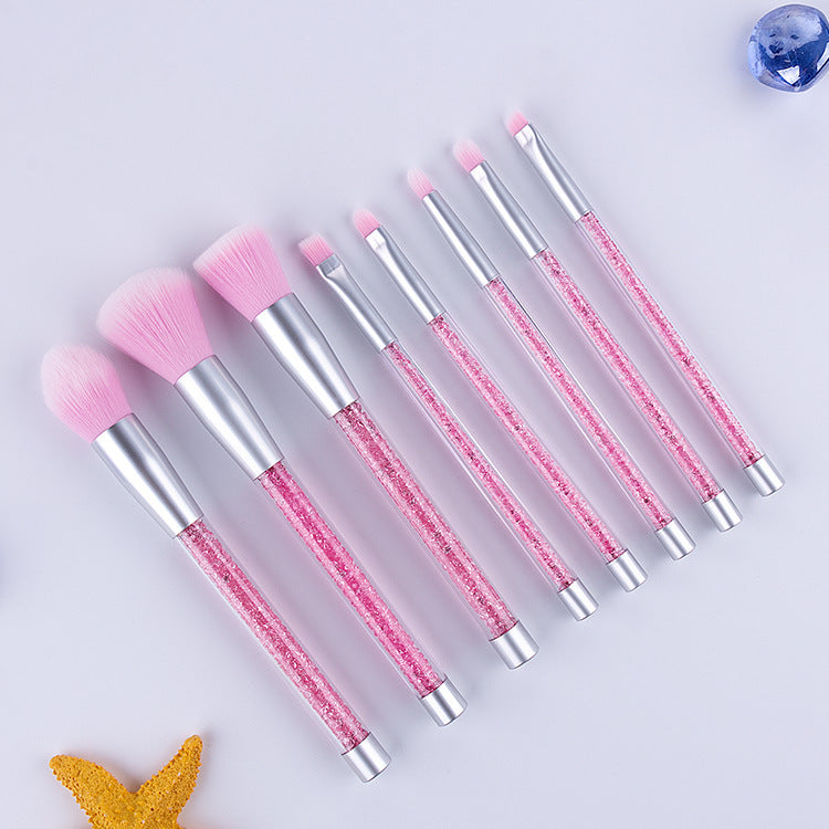8pcs Purple And Pink Makeup Brushes | Aesthetic Crystal Makeup Brush Set