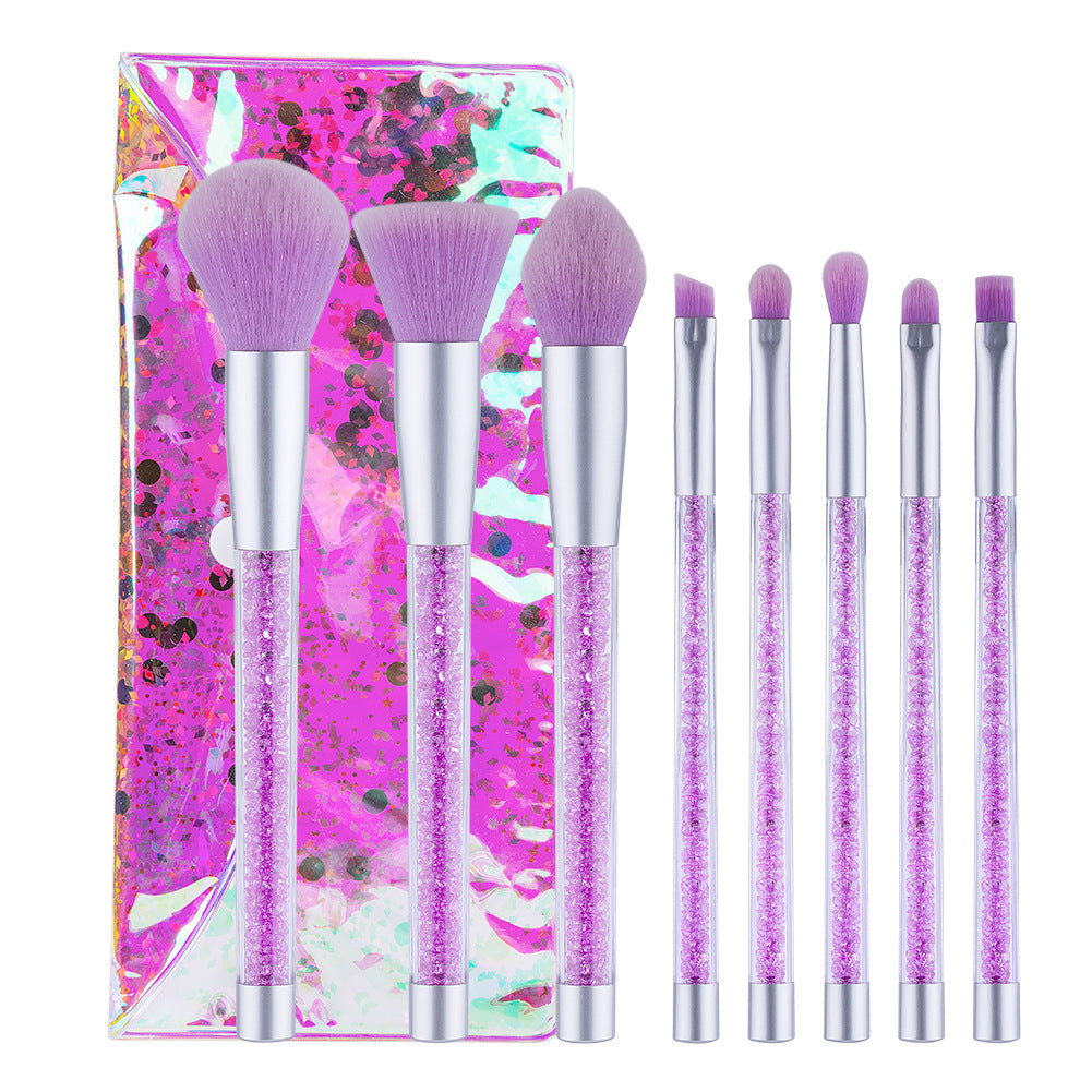 8pcs Purple And Pink Makeup Brushes | Aesthetic Crystal Makeup Brush Set