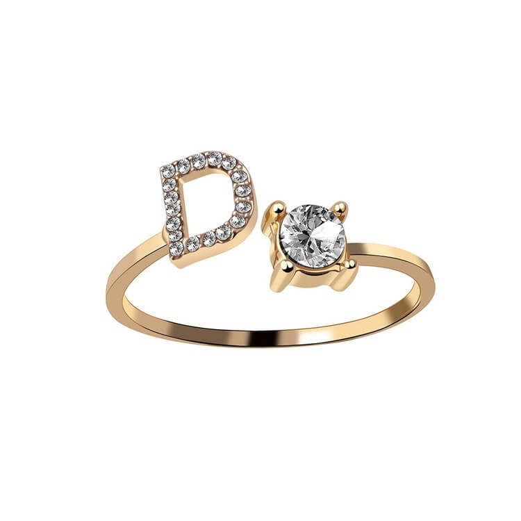 Adjustable Initial Letter Ring For Women | 26 Letter Initial ring