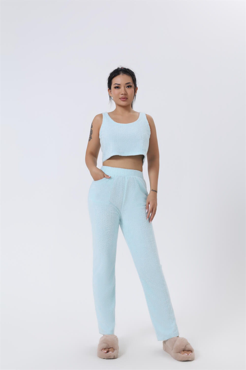 Aesthetic Lounge Set for Women Winter | 3 Piece Pajama Set with Robe