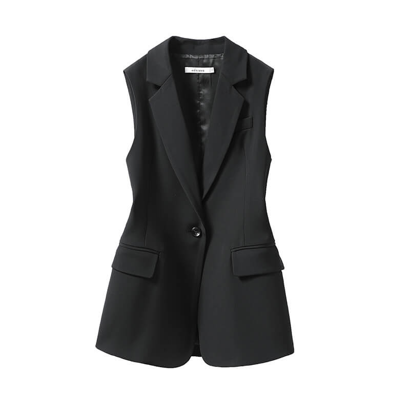 Black Women's Tailored Suit Vest | Women's Sleeveless Suit Vest