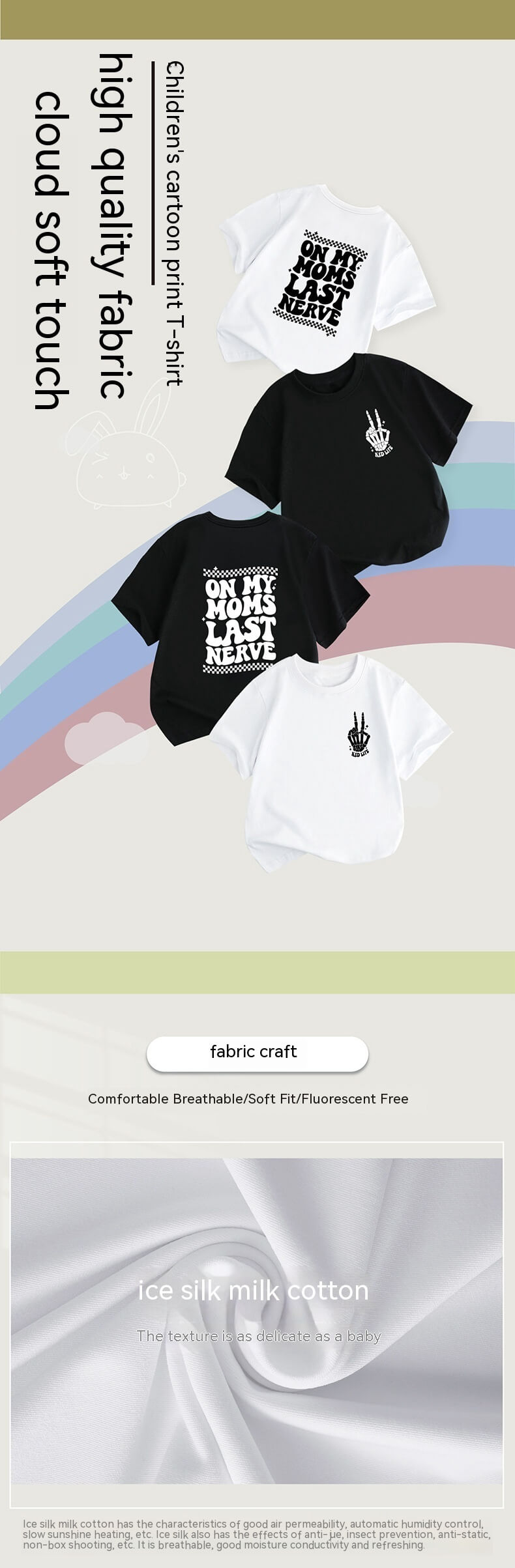 Casual Round Neck T-Shirt For Baby | Letter Print Kids T-Shirt