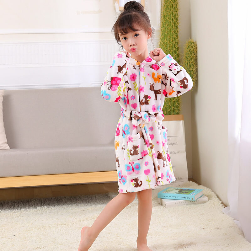 Children’s Flannel Bathrobe | Kids Thick Flannel Bathrobe With Hood