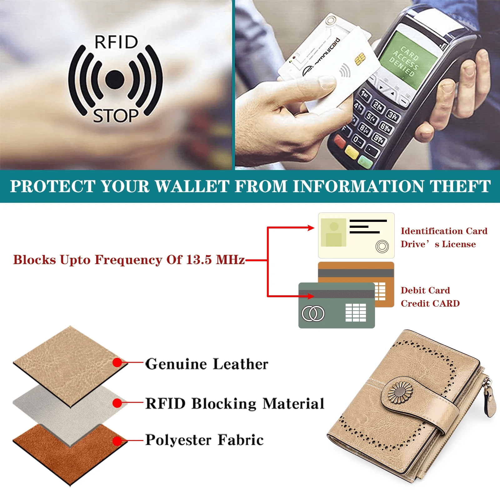 Compact Bifold Leather Wallet For Women | Stylish Women Accessories