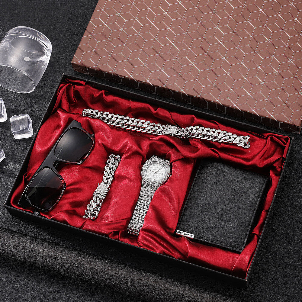 Complete Men's Accessory Set Wolf 5 Piece Gift Box Set