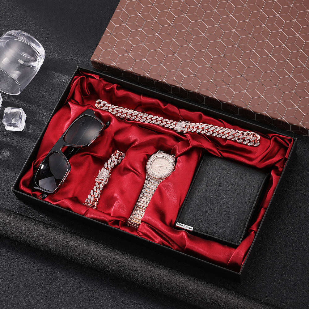 Complete Men's Accessory Set Wolf 5 Piece Gift Box Set