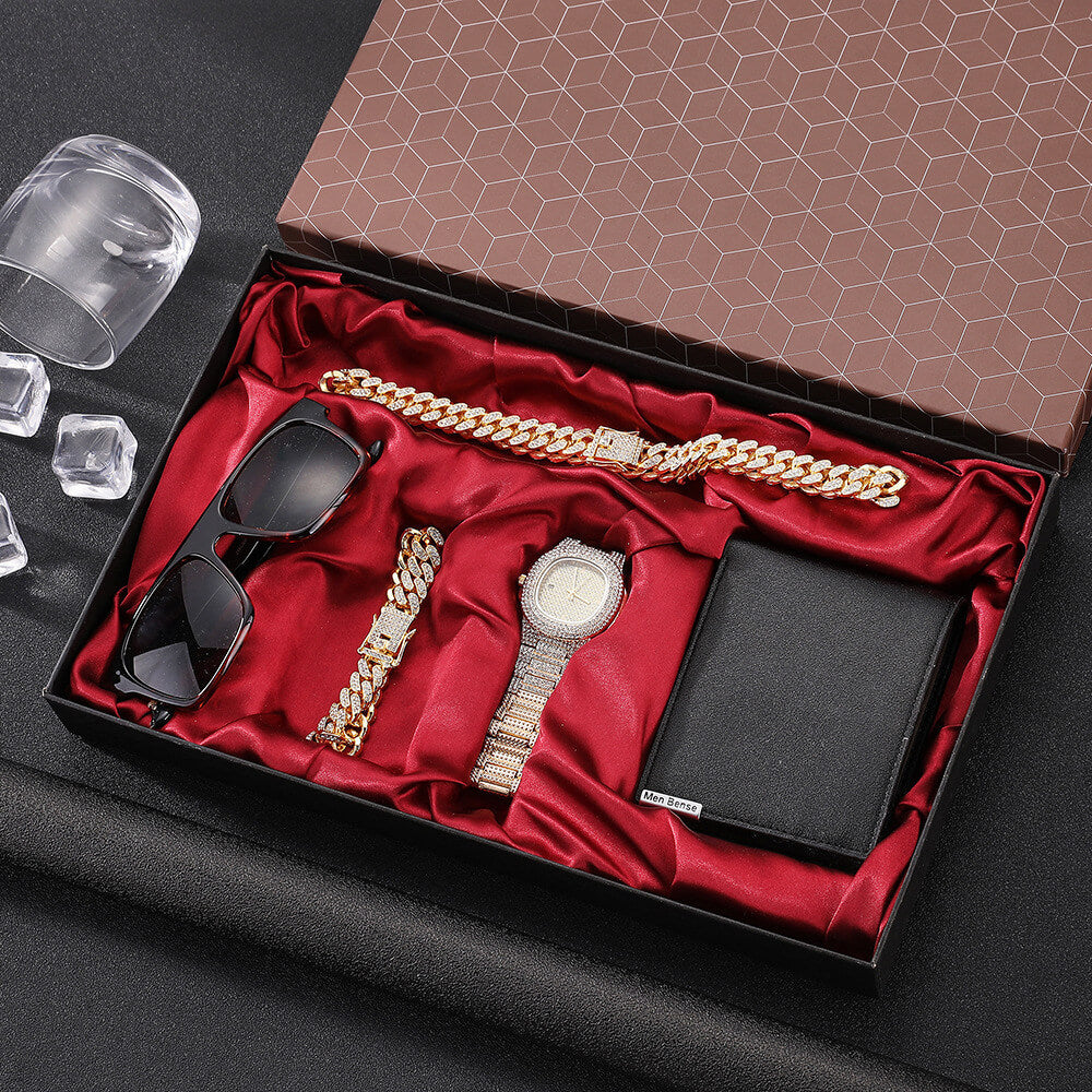 Complete Men's Accessory Set Wolf 5 Piece Gift Box Set