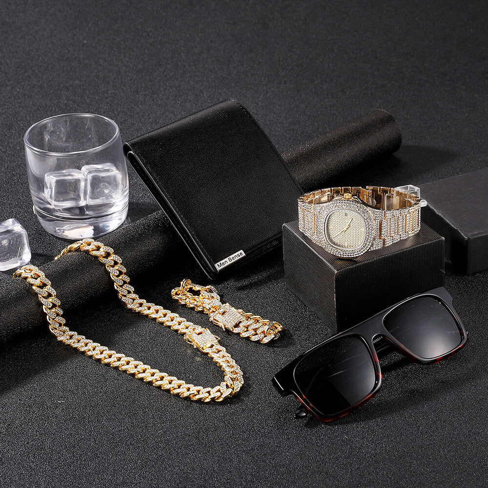 Complete Men's Accessory Set Wolf 5 Piece Gift Box Set