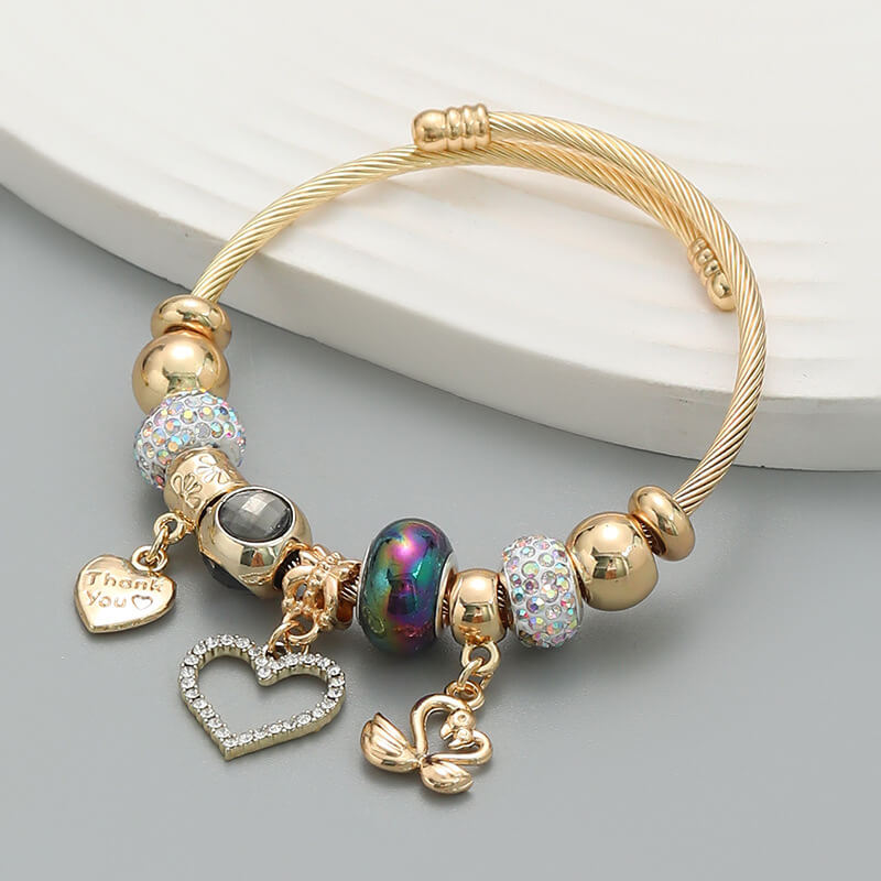 Couple Bracelet Set With Heart Pendant | Couples Bracelet Heart