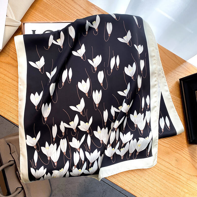 Decorative Winter Scarf With Flowers | Warm Floral Fashion Scarf