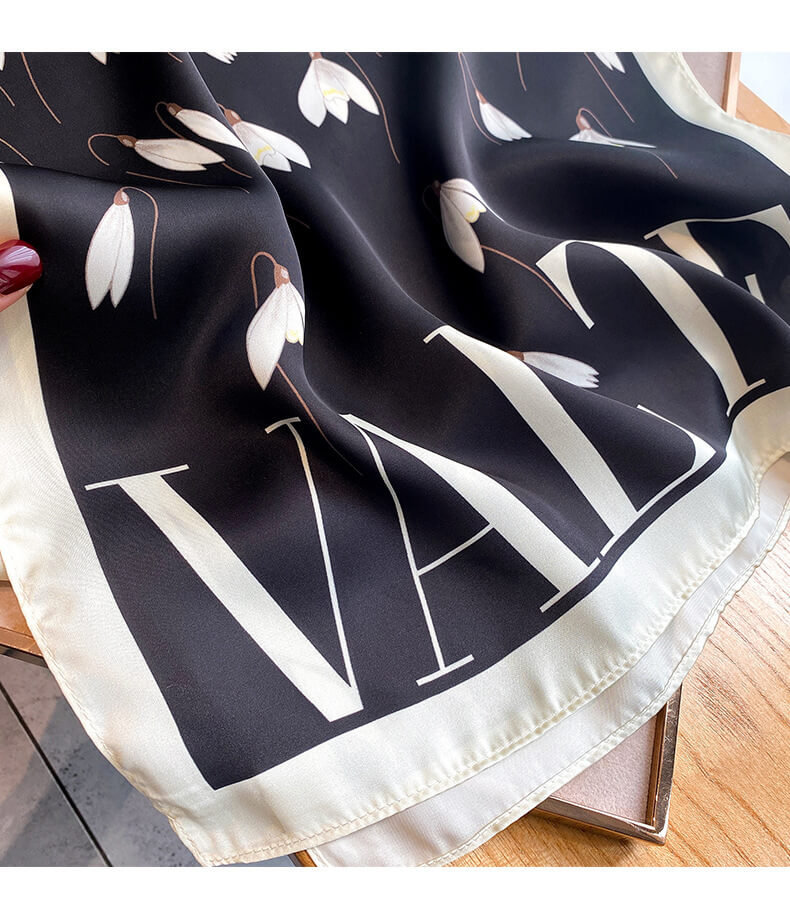 Decorative Winter Scarf With Flowers | Warm Floral Fashion Scarf