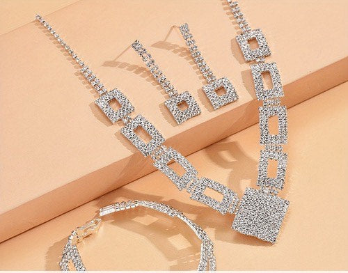 Sparkling Rhinestones, Earrings & Necklace