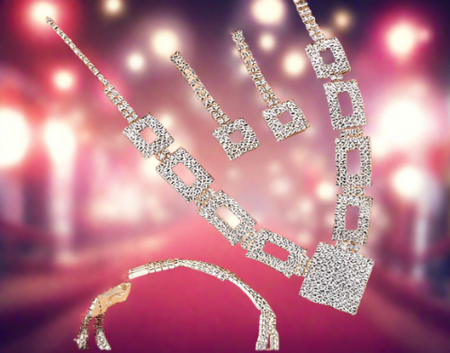Sparkling Rhinestones, Earrings & Necklace