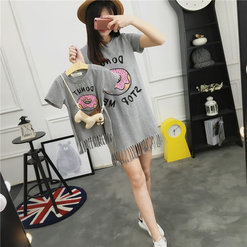 Donut Printed Fringed Flapper Dress | Donut Print Dress For Female