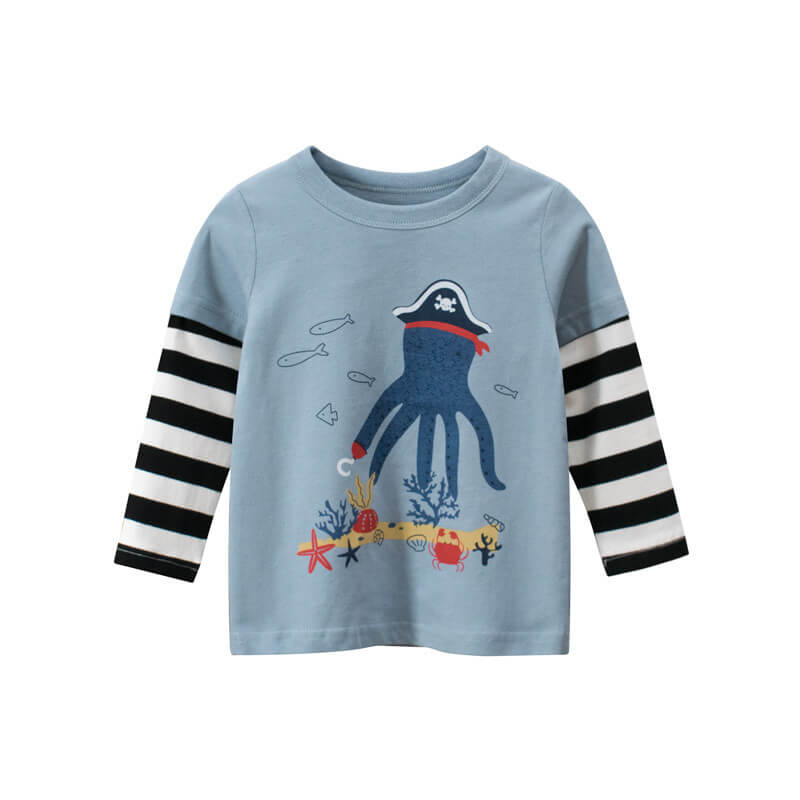 Fake Long Sleeve T-Shirt For Kids | Kids Cartoon Printed Fake Sleeve