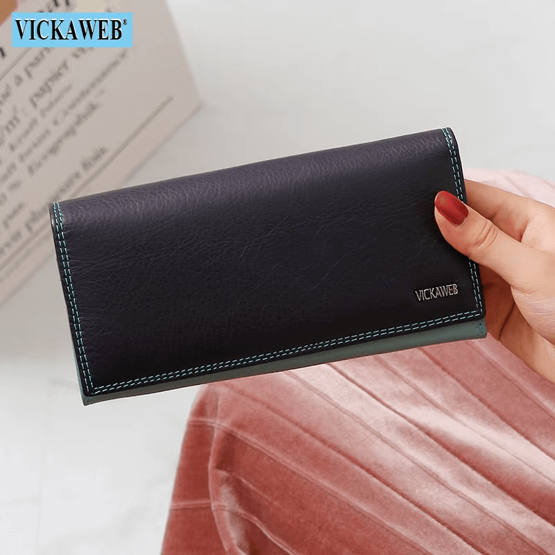 Female Long Patchwork leather Wallet For Travel | Leather Money Purse