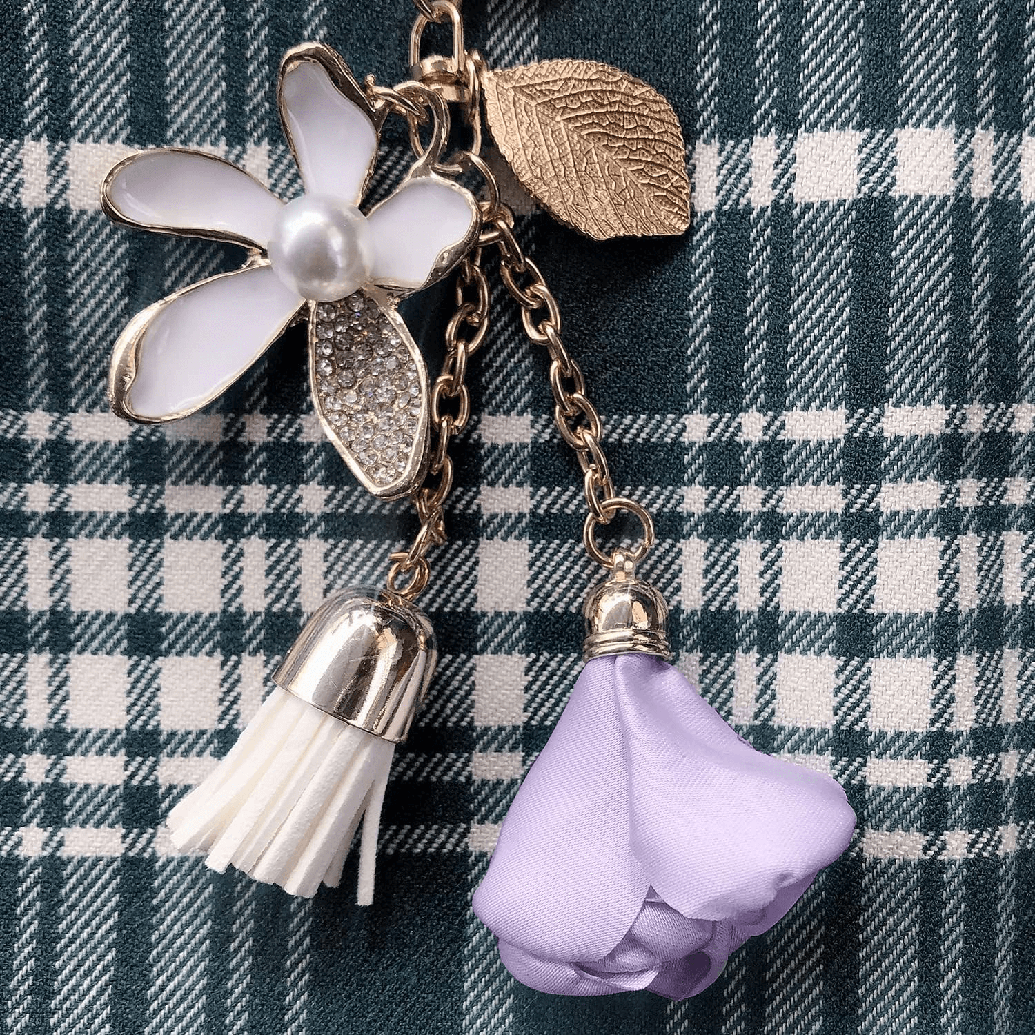 Flower Tassel Keychain For Women | Floral Keychain With Leaf And Tassel