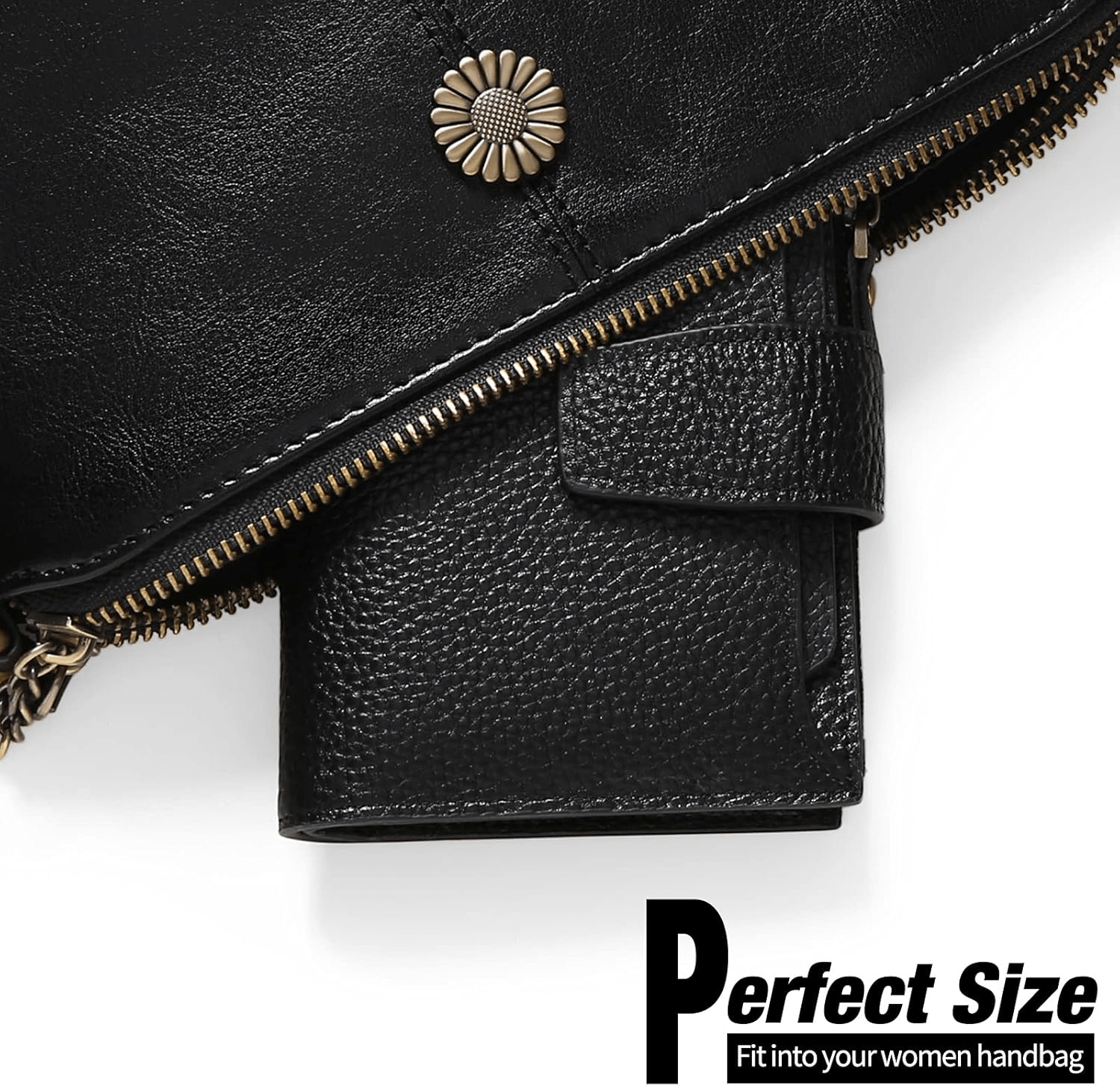 Genuine Leather RFID Wallet Women | Small Zip Around Leather Wallet