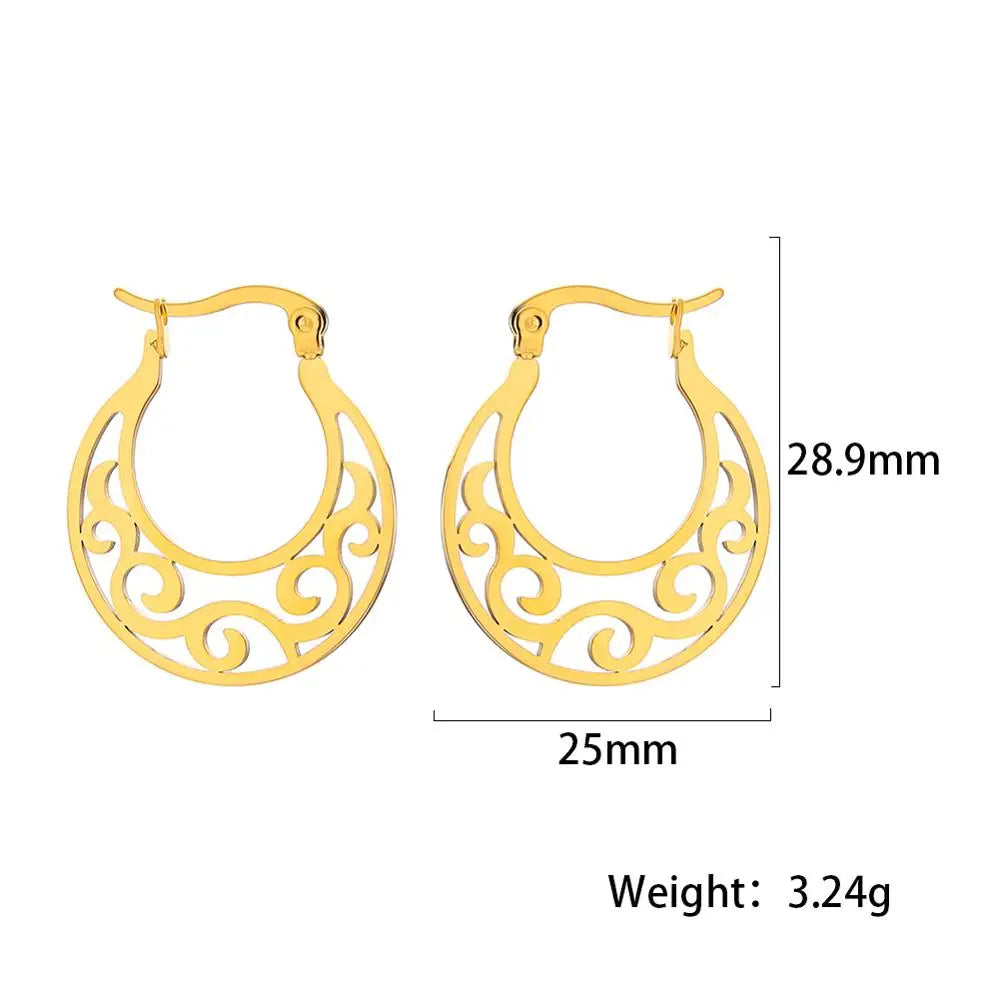 Teamer Filigree Witch Knot Hoop Drop Earrings Stainless Steel Vintage Irish Celtics Knot Dangle Earrings for Women Wicca Jewelry