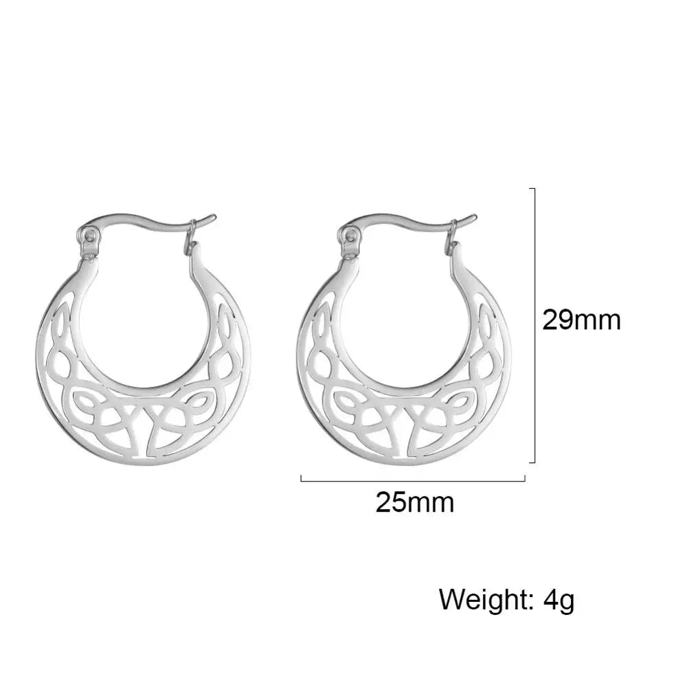 Teamer Filigree Witch Knot Hoop Drop Earrings Stainless Steel Vintage Irish Celtics Knot Dangle Earrings for Women Wicca Jewelry