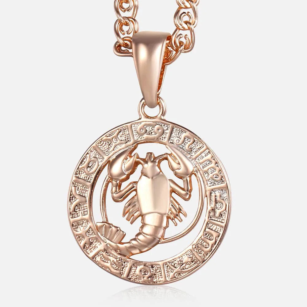 12 Zodiac Sign Constellations Pendant Necklace For Women Men 585 Rose Gold Color Necklace Birthday Gifts Drop Shipping GPM16A