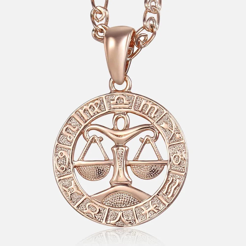 12 Zodiac Sign Constellations Pendant Necklace For Women Men 585 Rose Gold Color Necklace Birthday Gifts Drop Shipping GPM16A