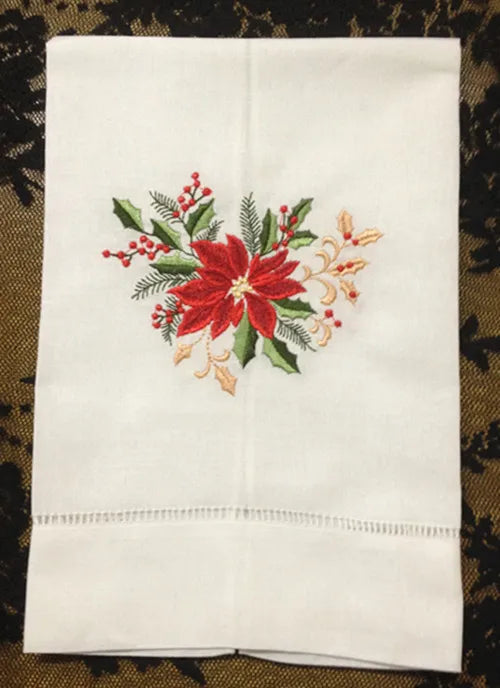 Set of 12 Fashion Handkerchiefs Towel with Embroidered Floral white Hemstitched Linen Vintage Hand Towel Guest Towel 14X22-inch