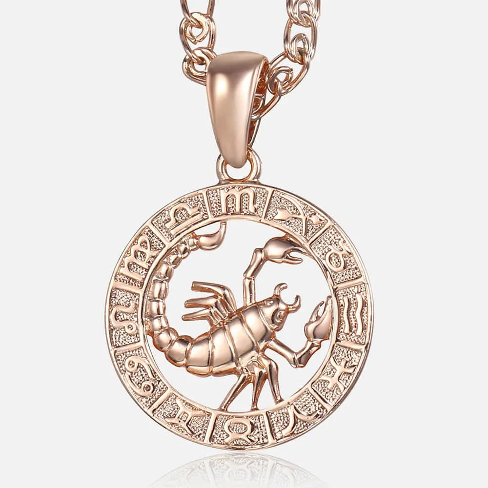 12 Zodiac Sign Constellations Pendant Necklace For Women Men 585 Rose Gold Color Necklace Birthday Gifts Drop Shipping GPM16A