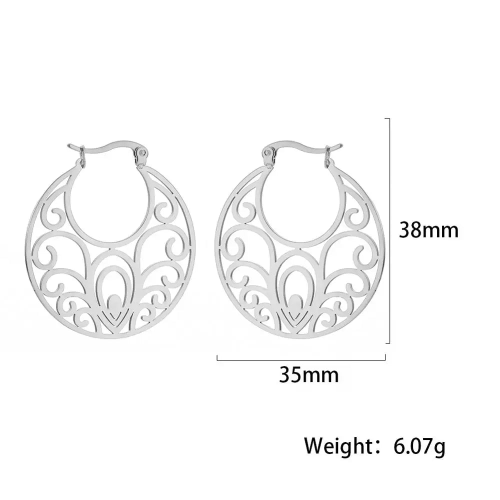 Teamer Filigree Witch Knot Hoop Drop Earrings Stainless Steel Vintage Irish Celtics Knot Dangle Earrings for Women Wicca Jewelry