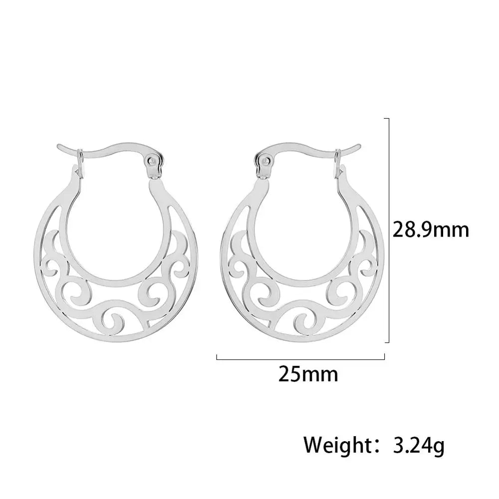 Teamer Filigree Witch Knot Hoop Drop Earrings Stainless Steel Vintage Irish Celtics Knot Dangle Earrings for Women Wicca Jewelry