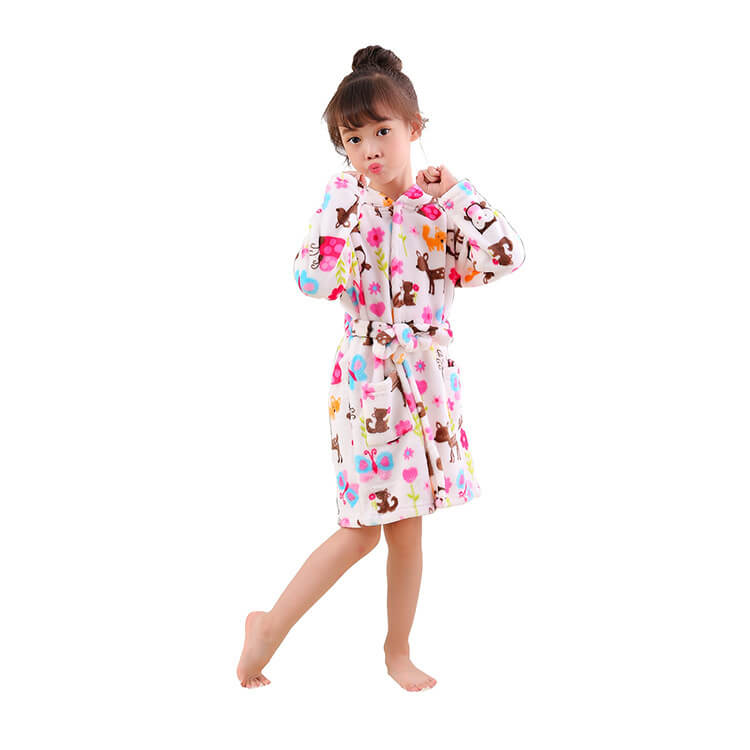 Kids Cartoon Nightgown | Soft Fleece Hooded Nightgown With Ears