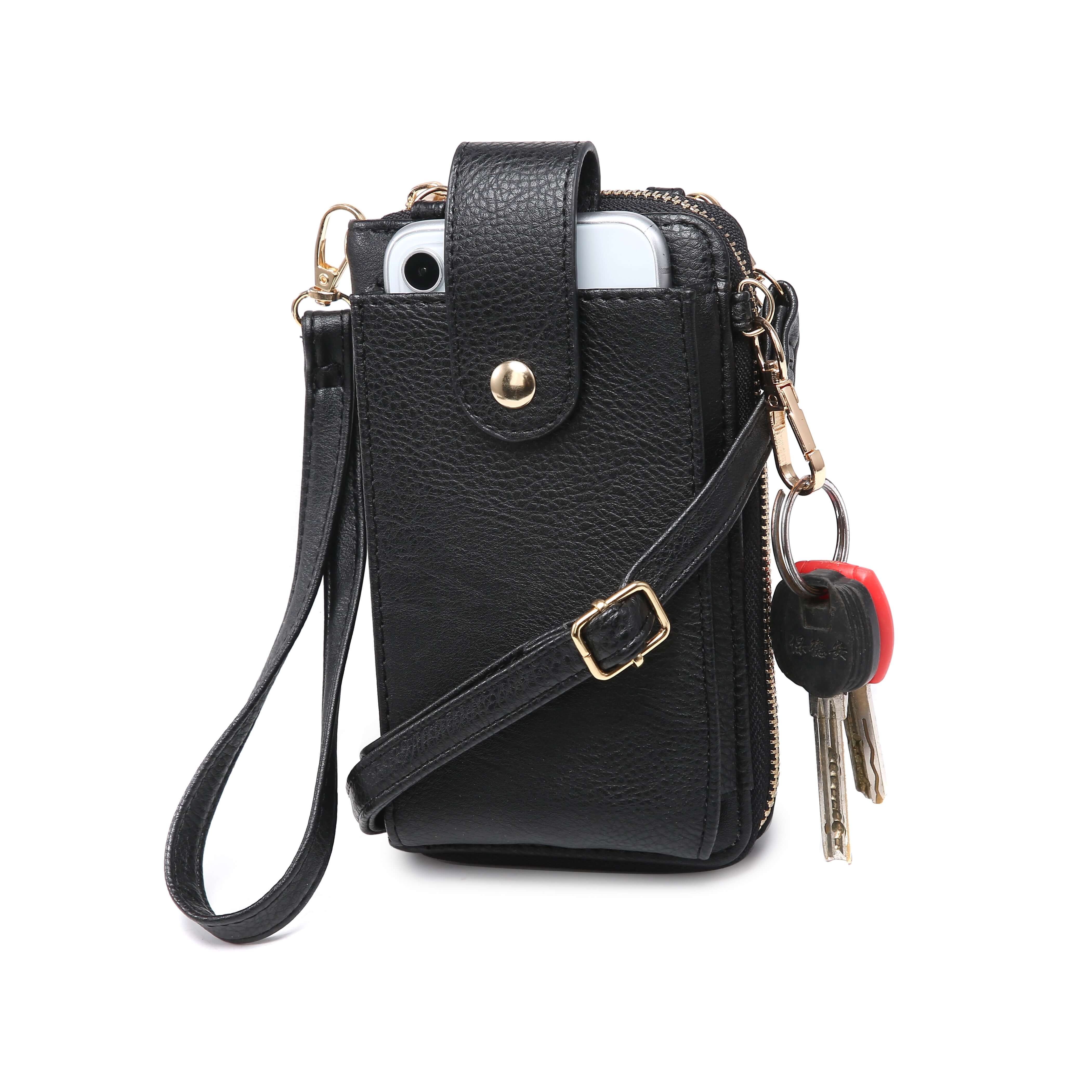 Ladies Crossbody Bag Black Faux Leather Lightweight Shoulder Bag