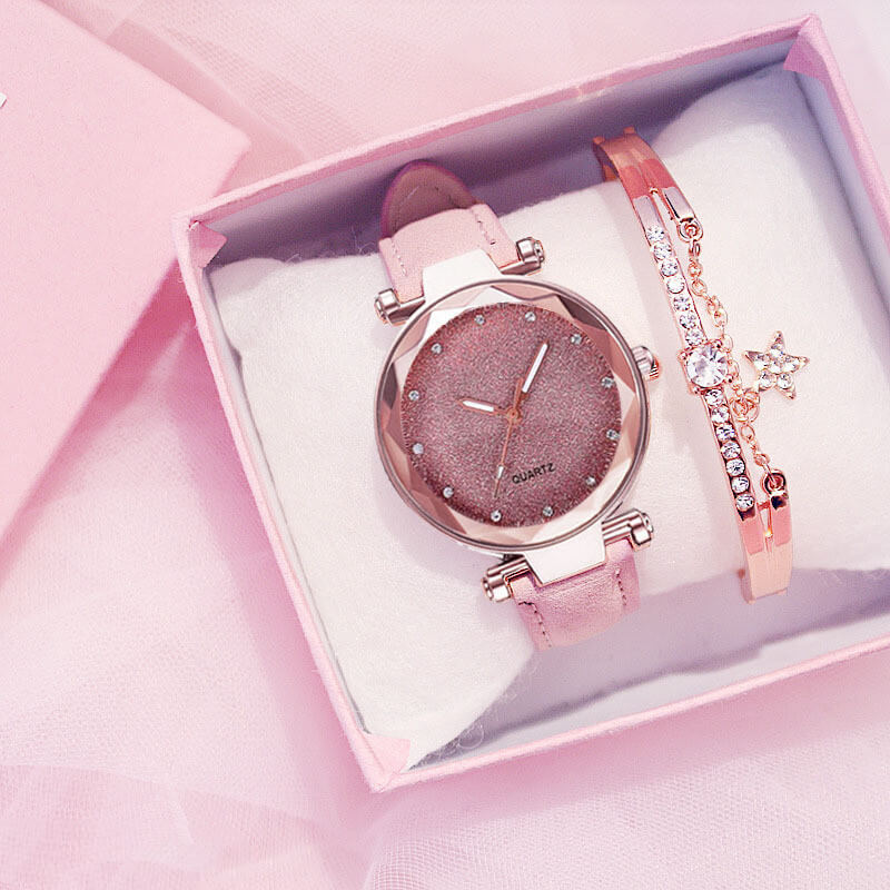 Ladies Electronic Watch With Matching Bracelet | Female Gift Box Set