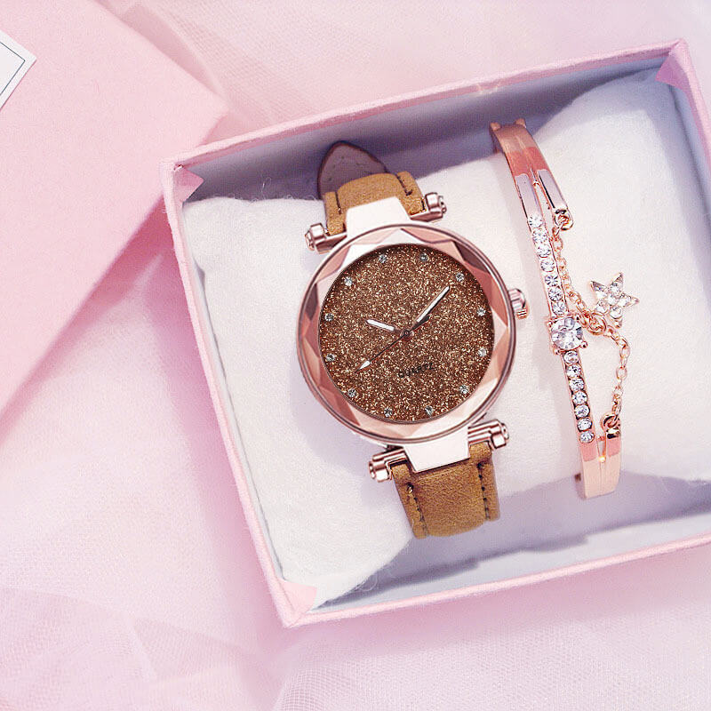 Ladies Electronic Watch With Matching Bracelet | Female Gift Box Set