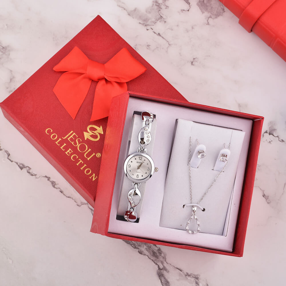 Ladies Gift Set Watch Necklace Earrings | Ladies Watch Gift Box Set