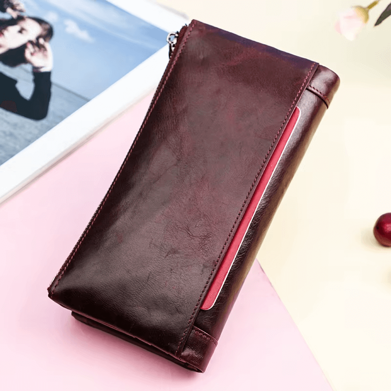 Long Leather Purse With Zipper For Women Women’s Organizer Wallet