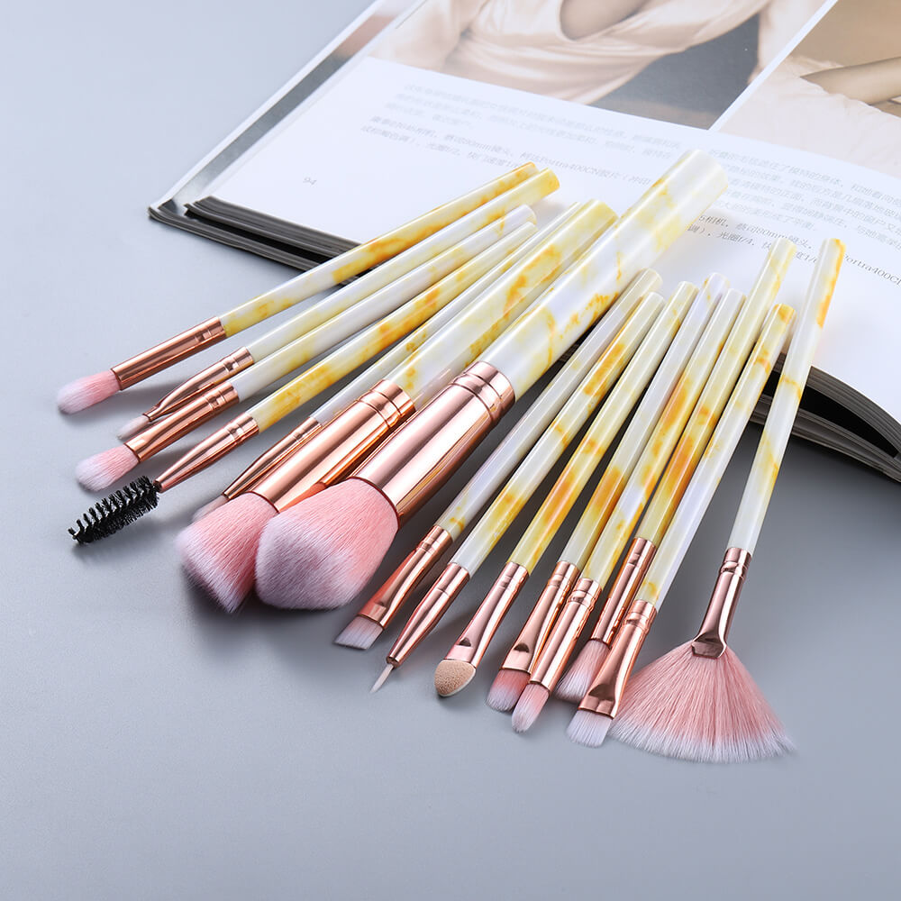 Marble Design Makeup Brushes | Professional Makeup Brush Set 15 Pieces