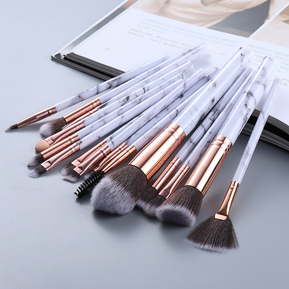 Marble Design Makeup Brushes | Professional Makeup Brush Set 15 Pieces