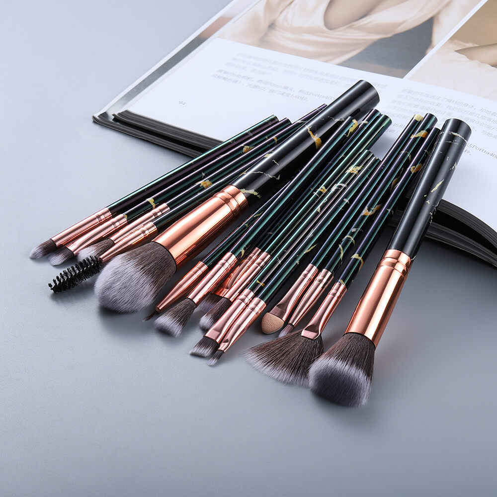 Marble Design Makeup Brushes | Professional Makeup Brush Set 15 Pieces