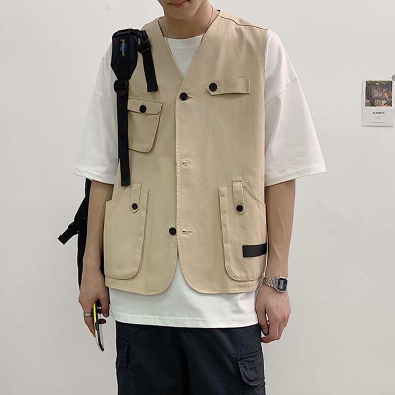 Oversized Utility Vest For Men | Loose Casual Sleeveless Vest