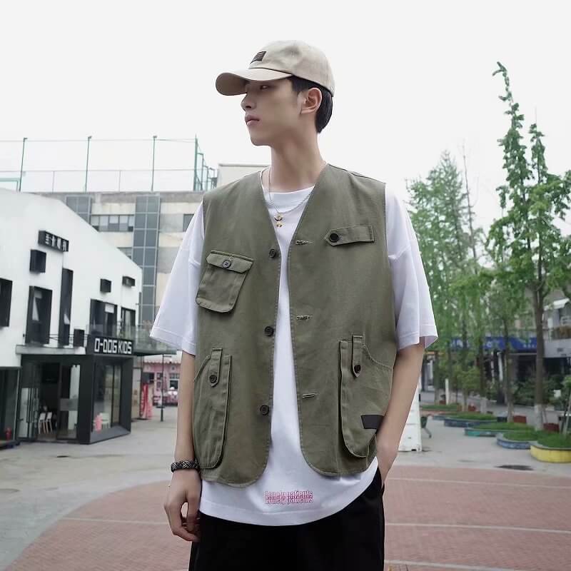 Oversized Utility Vest For Men | Loose Casual Sleeveless Vest