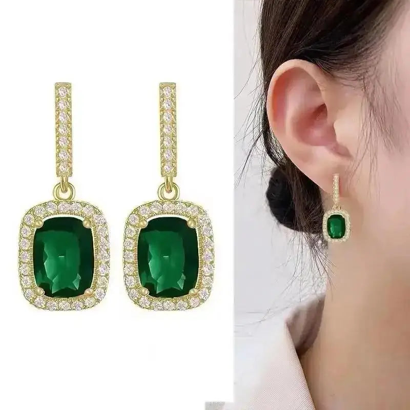 925 Silver Needle Korean Fashion Square Pearl Drop Earrings For Women Jewelry 2024 Trending New Women's Vintage Zircon Earrings