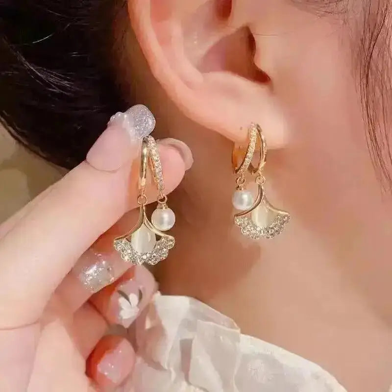 925 Silver Needle Korean Fashion Square Pearl Drop Earrings For Women Jewelry 2024 Trending New Women's Vintage Zircon Earrings
